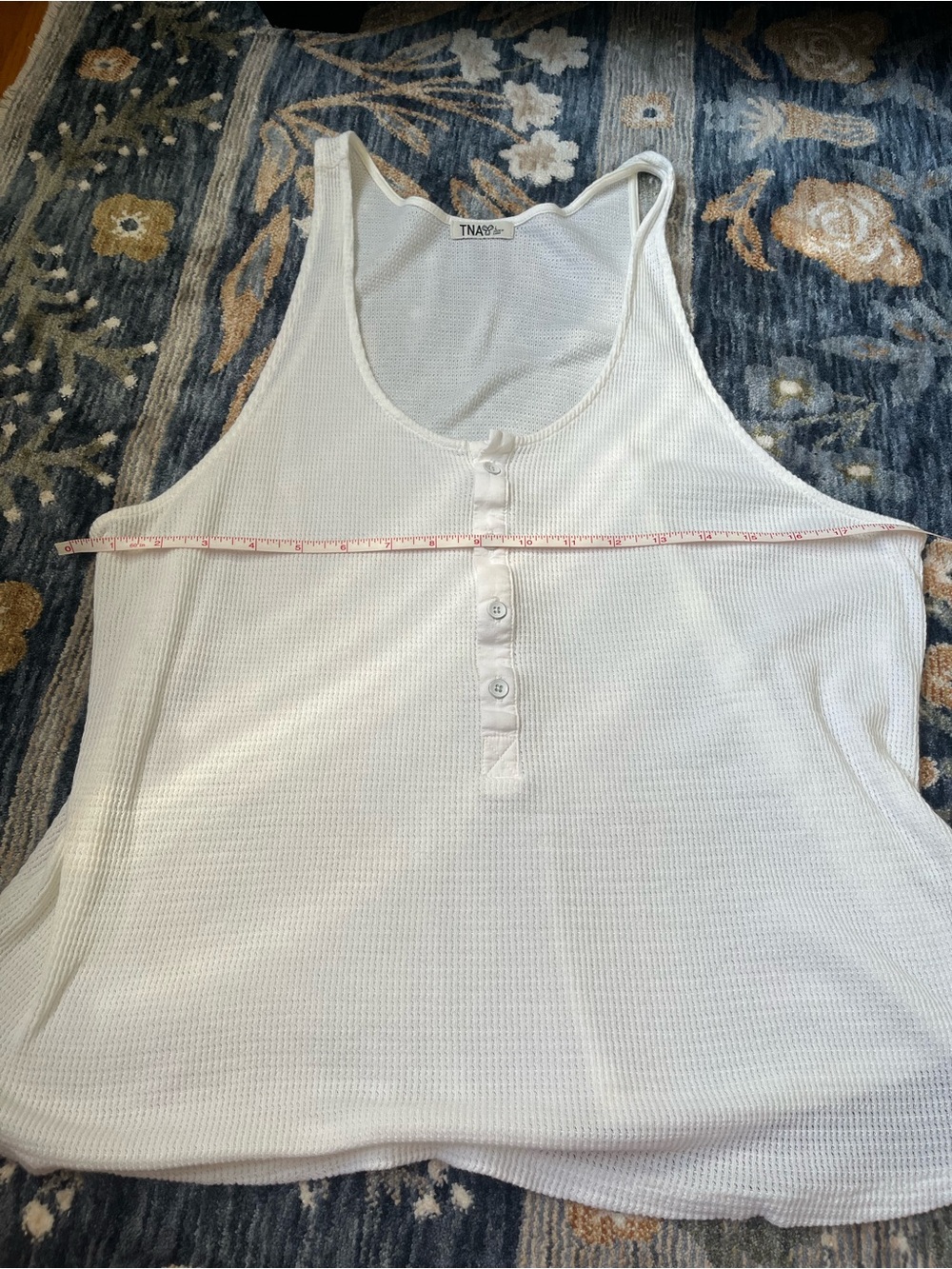 TNA Cream Ribbed Henley Racerback Tank Size large